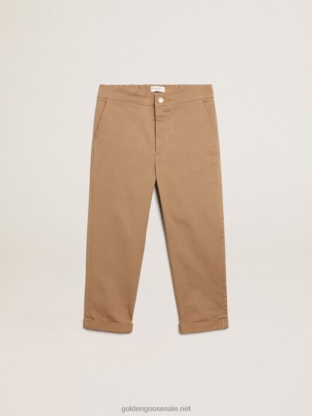 Boys' chinos in caramel cotton FN20N910Golden Goose