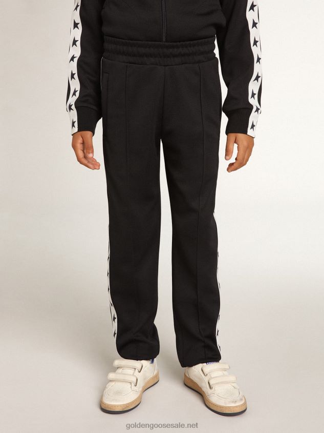 Dark blue joggers with white strip and contrasting stars FN20N912 Kids Golden Goose