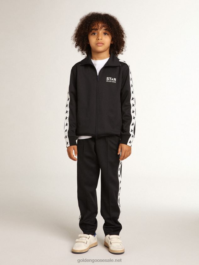 Dark blue joggers with white strip and contrasting stars FN20N912 Kids Golden Goose