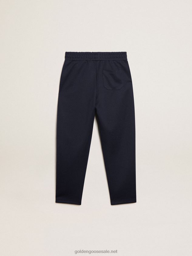 Dark blue joggers with white strip and contrasting stars FN20N912 Kids Golden Goose