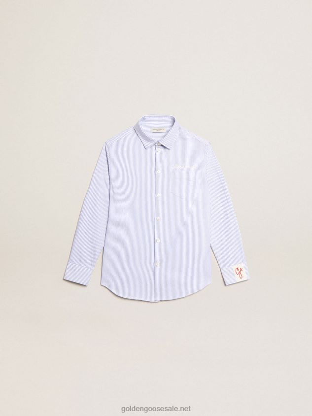 Boys' shirt with light blue stripes FN20N889Golden Goose
