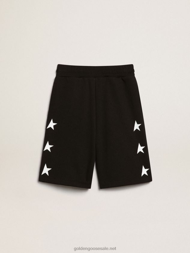 Black Star Collection Bermuda shorts with contrasting white stars FN20N887 Kids Golden Goose