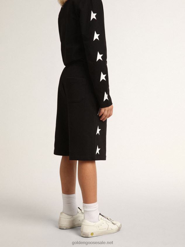 Black Star Collection Bermuda shorts with contrasting white stars FN20N887 Kids Golden Goose