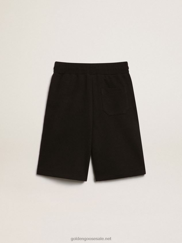 Black Star Collection Bermuda shorts with contrasting white stars FN20N887 Kids Golden Goose
