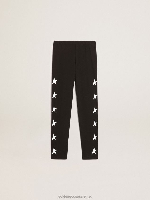 Black Star Collection leggings with contrasting white stars FN20N884 Kids Golden Goose