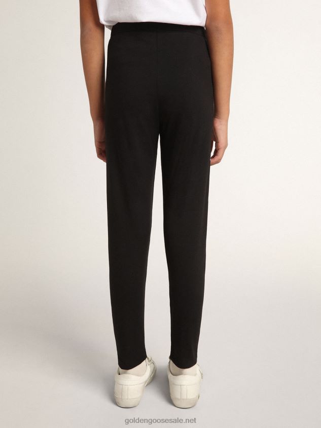 Black Star Collection leggings with contrasting white stars FN20N884 Kids Golden Goose