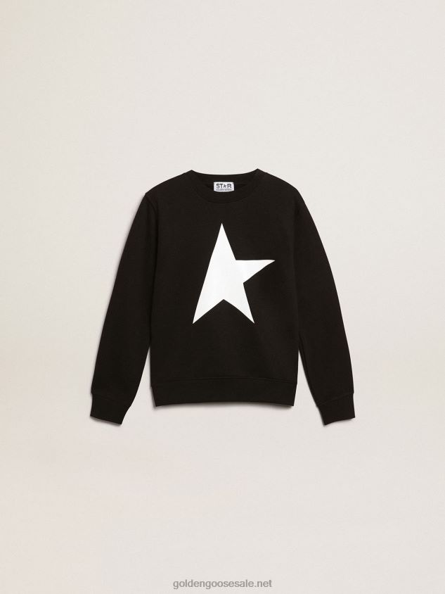 Black Star Collection sweatshirt with white maxi star on the front FN20N906 Kids Golden Goose