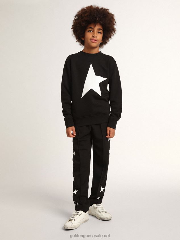 Black Star Collection sweatshirt with white maxi star on the front FN20N906 Kids Golden Goose