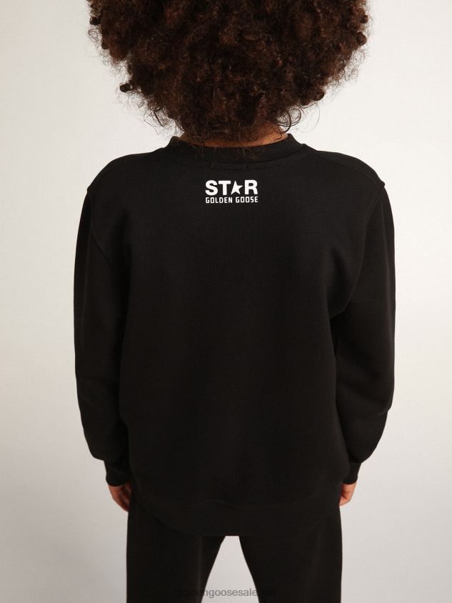 Black Star Collection sweatshirt with white maxi star on the front FN20N906 Kids Golden Goose