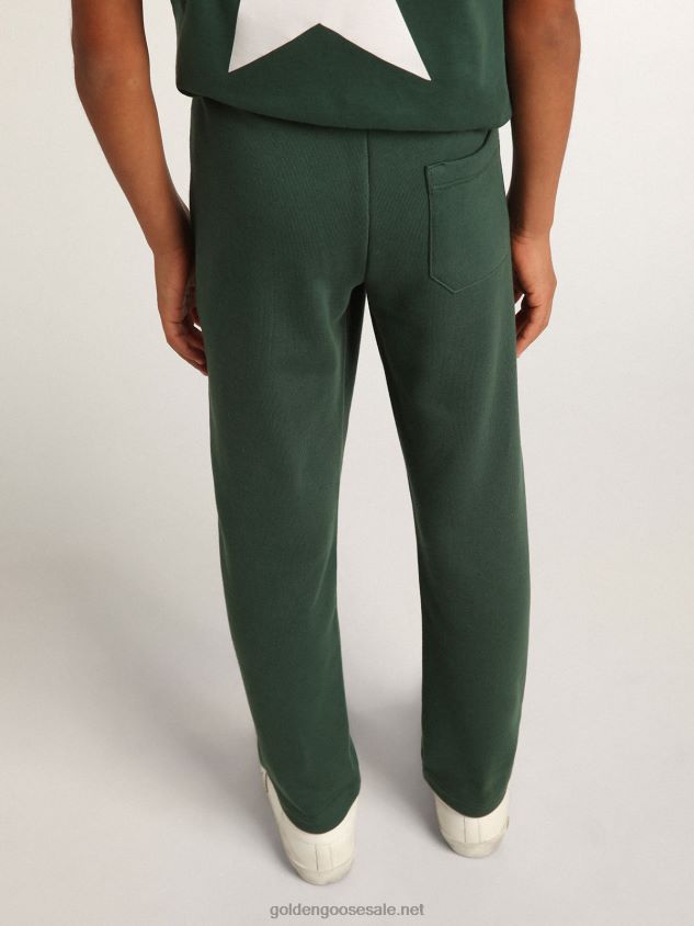 Bright-green Star Collection jogging pants with contrasting white stars FN20N911 Kids Golden Goose