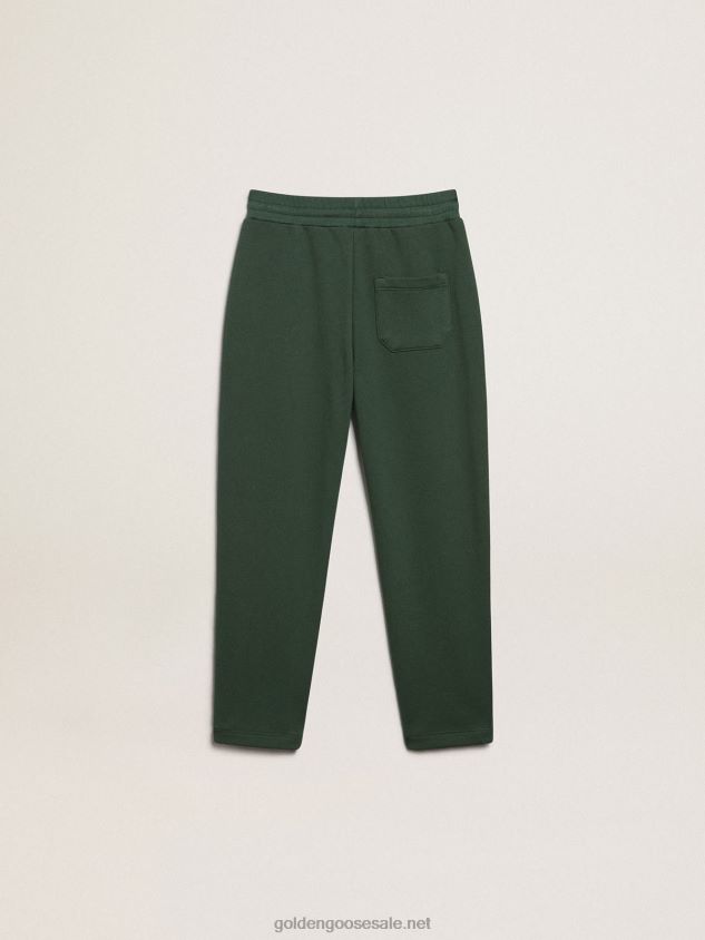 Bright-green Star Collection jogging pants with contrasting white stars FN20N911 Kids Golden Goose