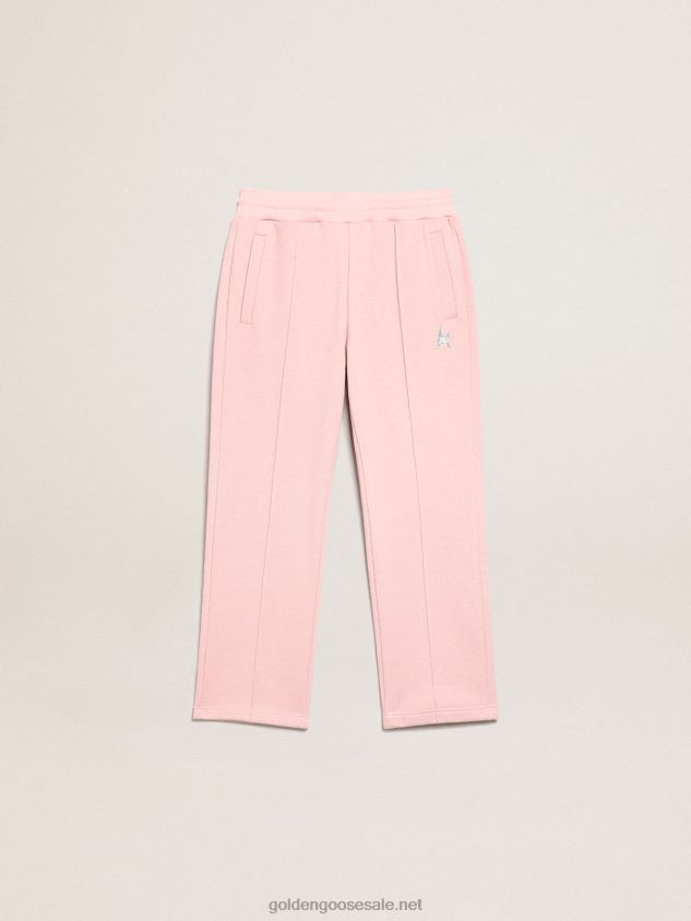 Pink Star Collection jogging pants with silver glitter star on the front FN20N885 Kids Golden Goose