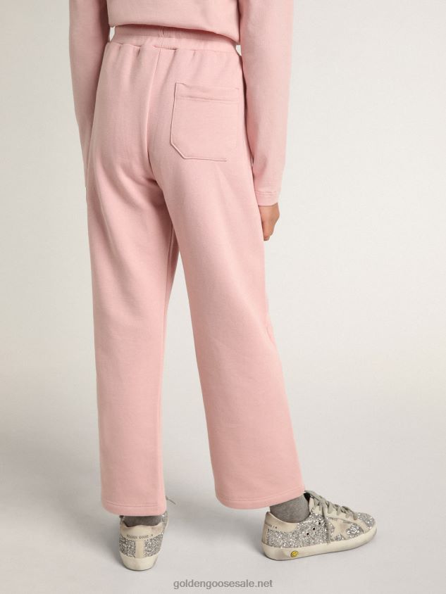 Pink Star Collection jogging pants with silver glitter star on the front FN20N885 Kids Golden Goose
