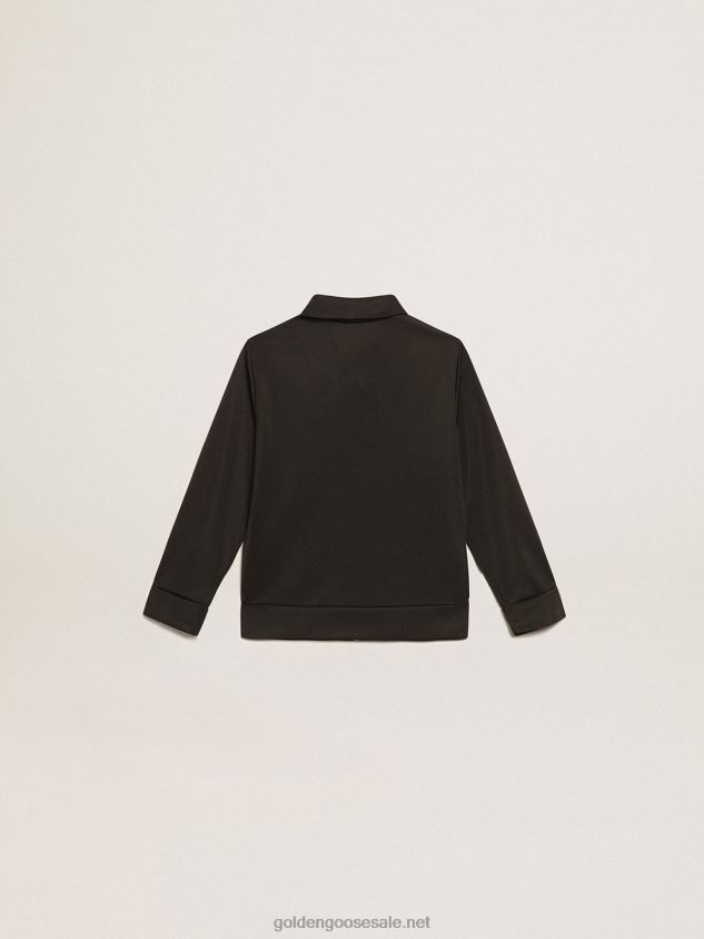 black zipped sweatshirt with contrasting white stars FN20N905 Kids Golden Goose