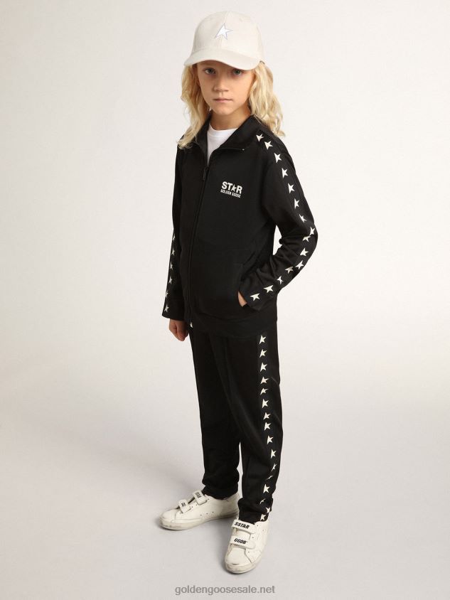 black joggers with stars on the sides FN20N877 Kids Golden Goose