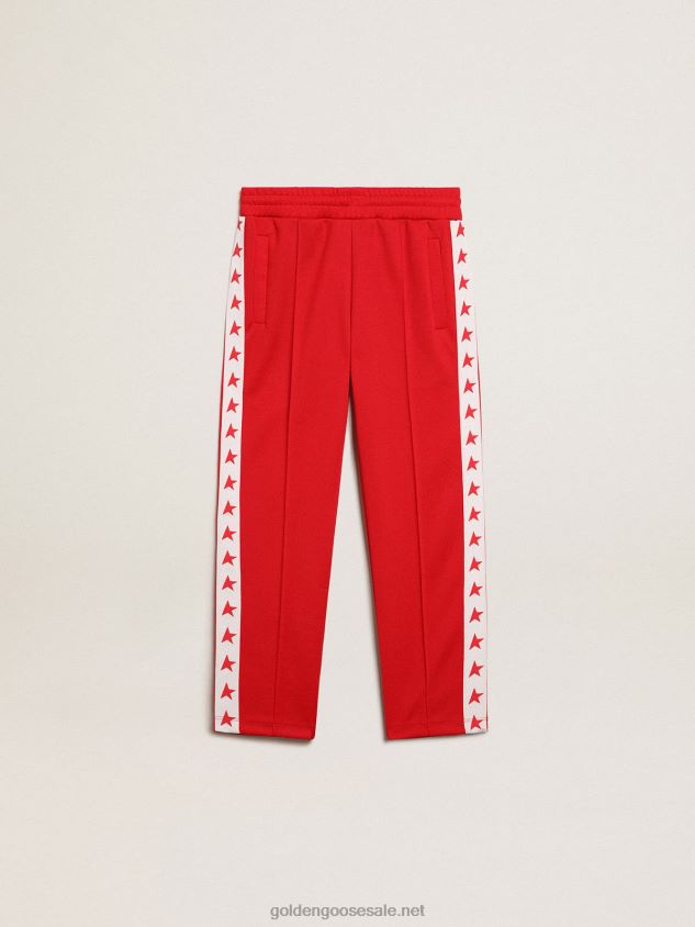red joggers with stars on the sides FN20N882 Kids Golden Goose