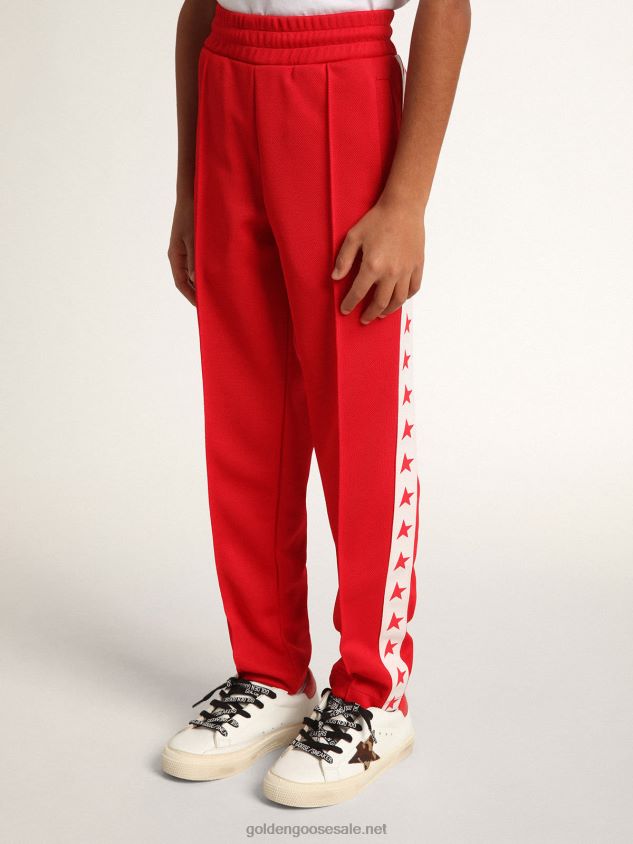 red joggers with stars on the sides FN20N882 Kids Golden Goose