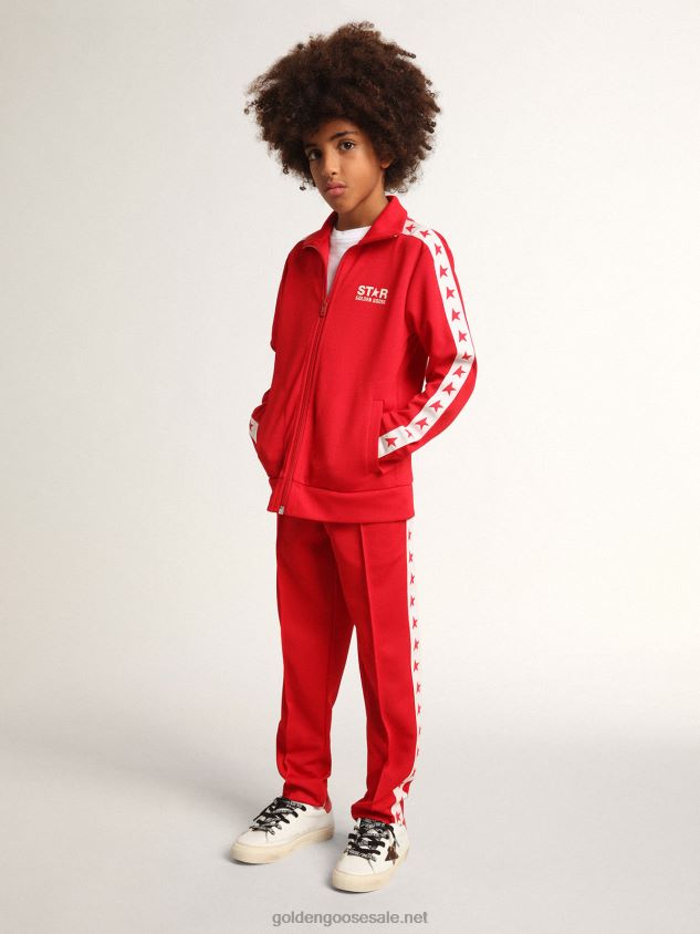 red joggers with stars on the sides FN20N882 Kids Golden Goose
