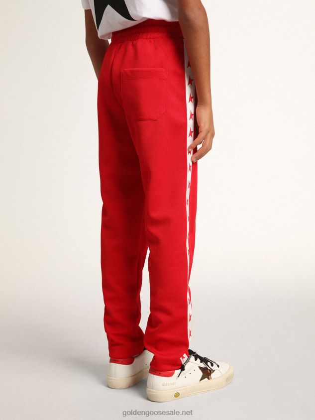 red joggers with stars on the sides FN20N882 Kids Golden Goose