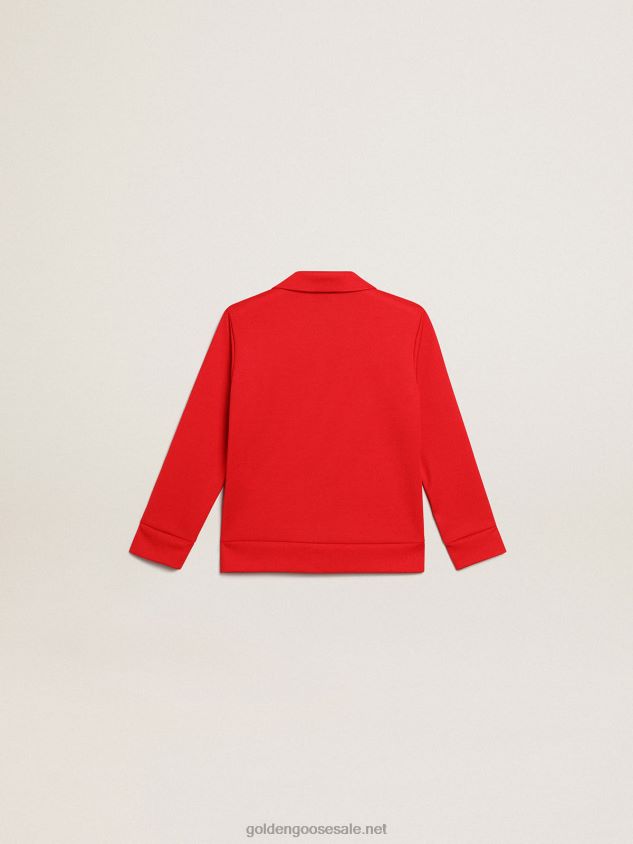 red zipped sweatshirt with contrasting red stars FN20N903 Kids Golden Goose