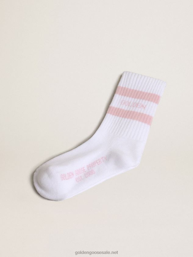 White cotton socks with pink stripes and Golden Goose logo FN20N886 Kids