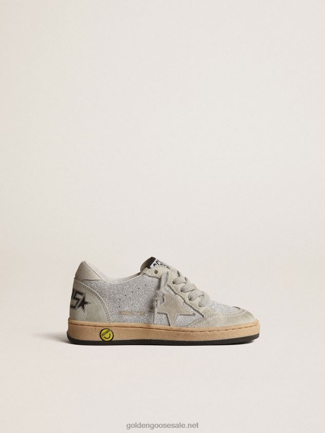 Ball Star Junior in glitter with ice-gray suede inserts FN20N858 Kids Golden Goose