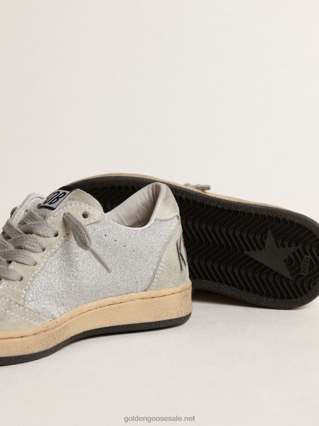 Ball Star Junior in glitter with ice-gray suede inserts FN20N858 Kids Golden Goose