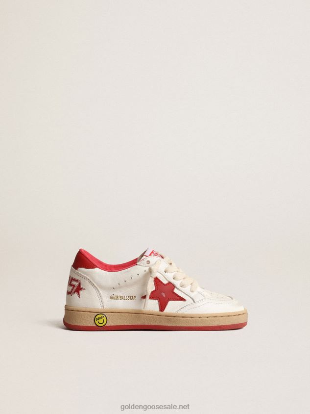 Ball Star Junior in nappa with red leather star and heel tab FN20N848 Kids Golden Goose