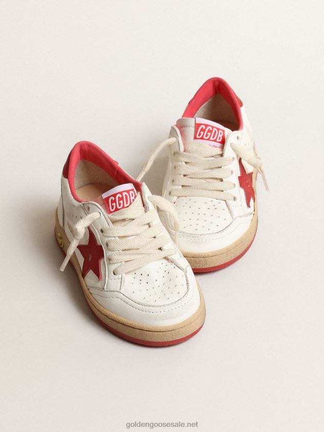 Ball Star Junior in nappa with red leather star and heel tab FN20N848 Kids Golden Goose
