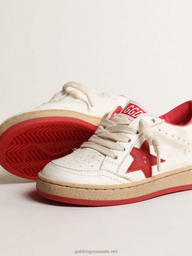 Ball Star Junior in nappa with red leather star and heel tab FN20N848 Kids Golden Goose