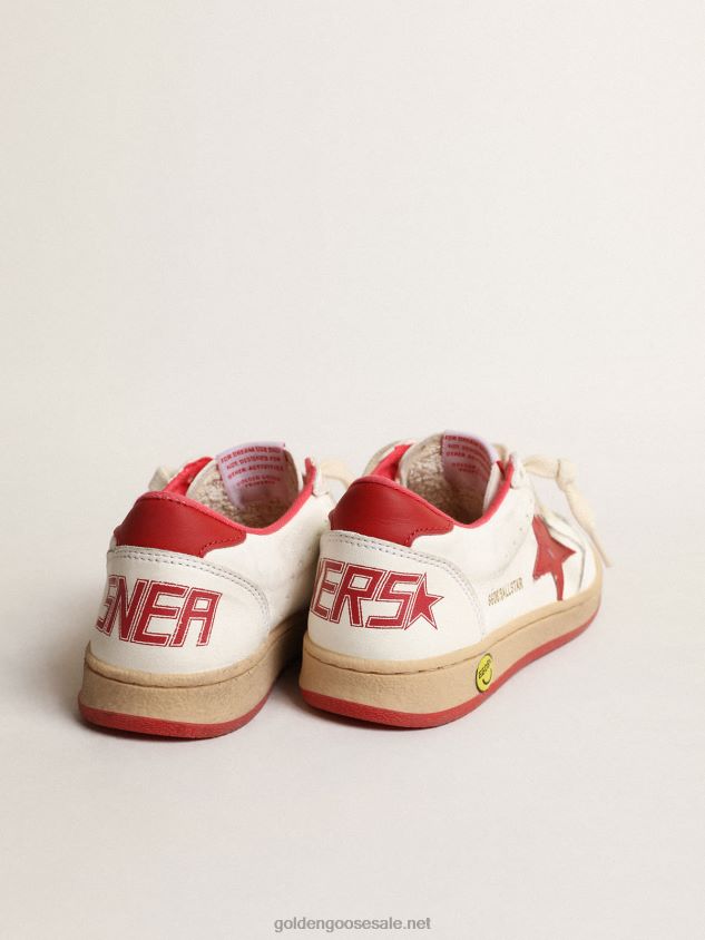 Ball Star Junior in nappa with red leather star and heel tab FN20N848 Kids Golden Goose