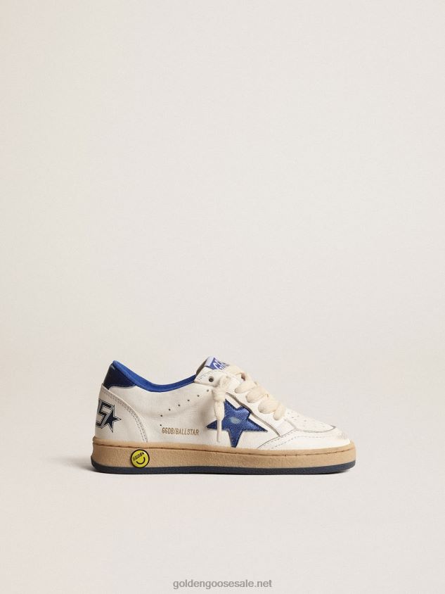 Ball Star Junior with blue metallic leather star and heel tab FN20N854 Kids Golden Goose