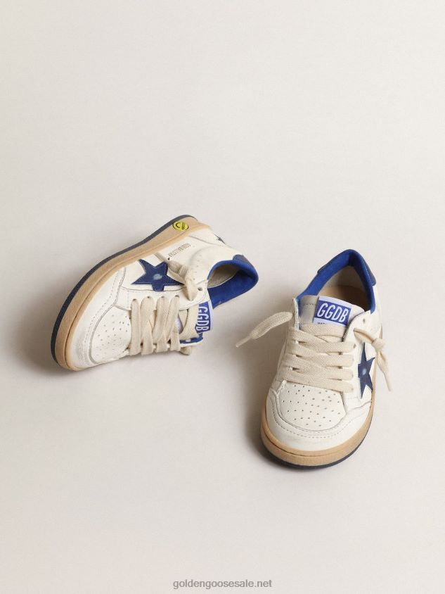 Ball Star Junior with blue metallic leather star and heel tab FN20N854 Kids Golden Goose