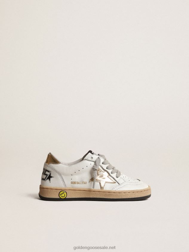 Ball Star Junior with gold metallic leather star and heel tab FN20N855 Kids Golden Goose