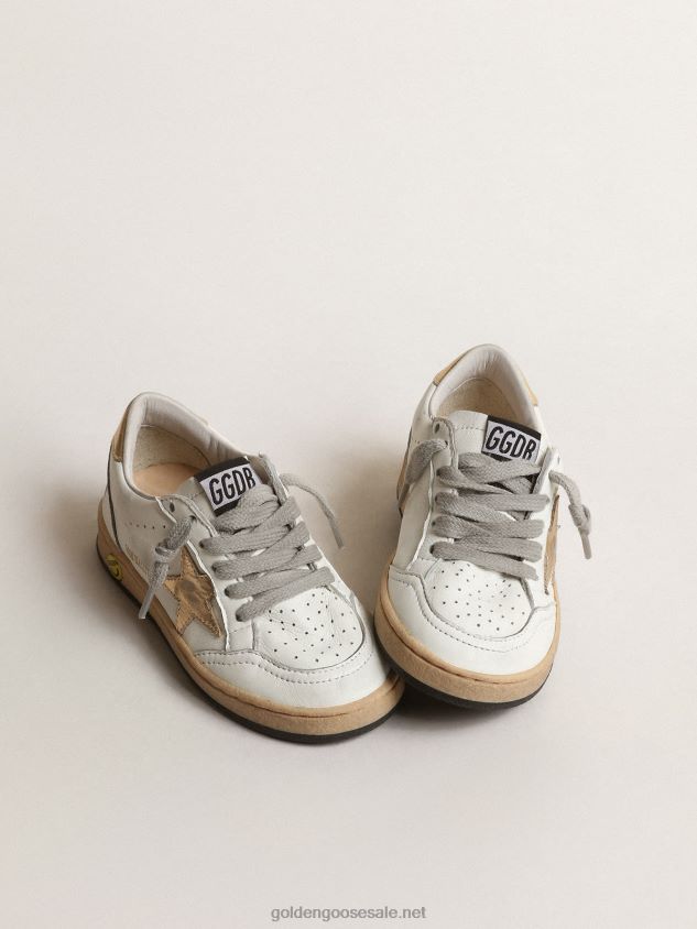 Ball Star Junior with gold metallic leather star and heel tab FN20N855 Kids Golden Goose