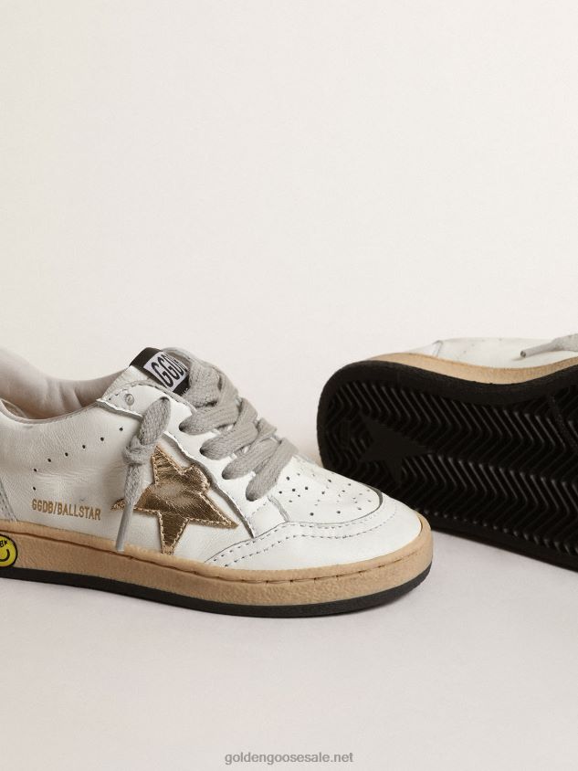 Ball Star Junior with gold metallic leather star and heel tab FN20N855 Kids Golden Goose