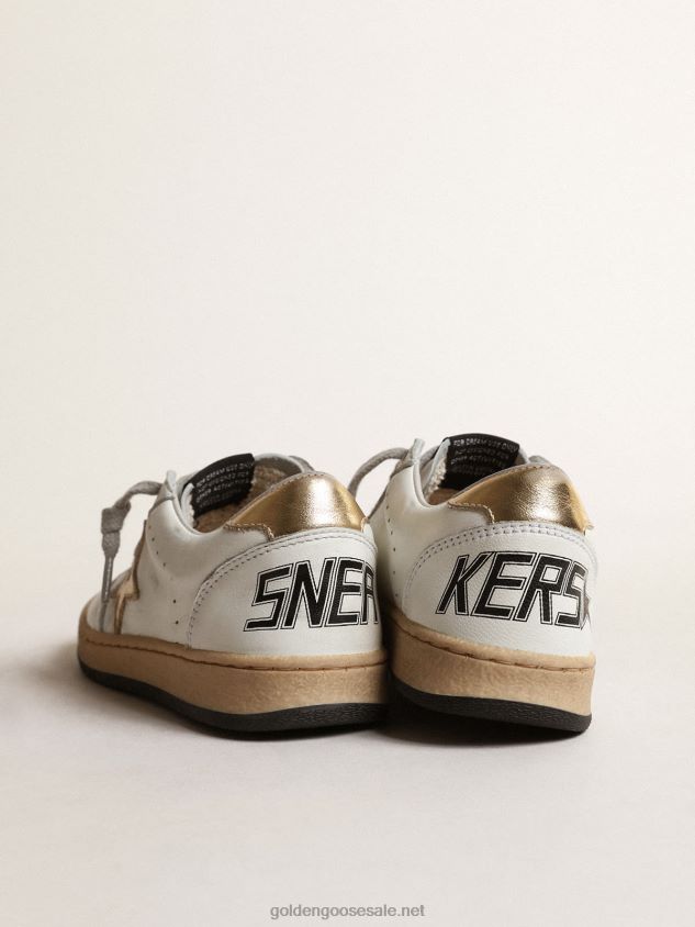 Ball Star Junior with gold metallic leather star and heel tab FN20N855 Kids Golden Goose
