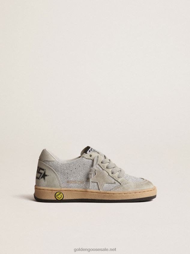 Ball Star Young in glitter with ice-gray suede inserts FN20N866 Kids Golden Goose