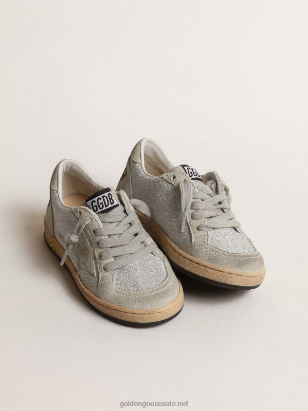 Ball Star Young in glitter with ice-gray suede inserts FN20N866 Kids Golden Goose