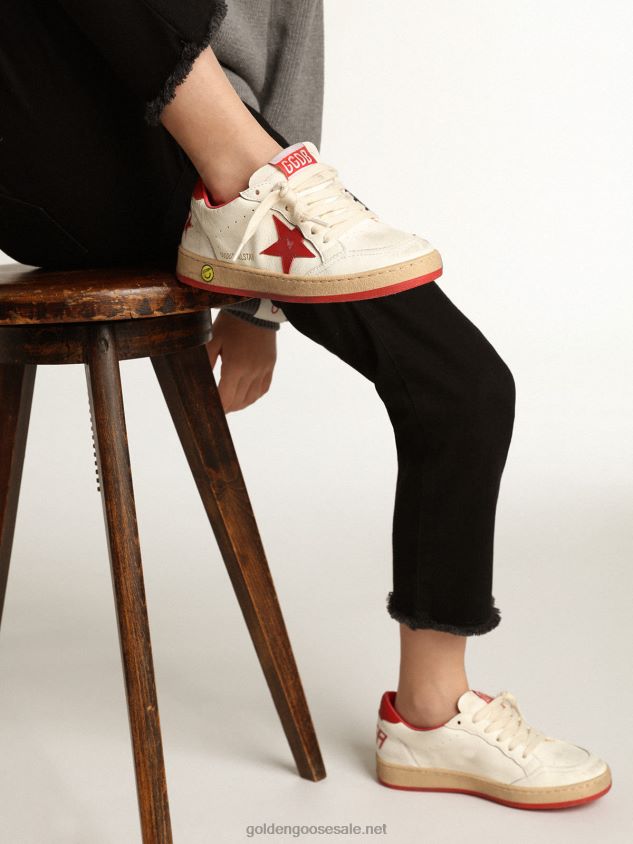 Ball Star Young in nappa with red leather star and heel tab FN20N864 Kids Golden Goose