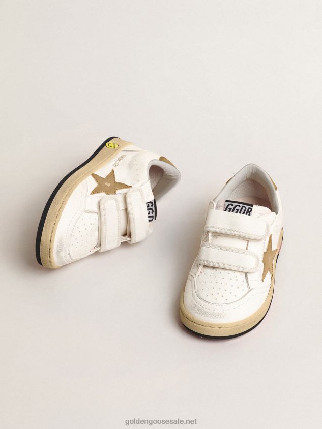 Ball Star Young with gold metallic leather star and heel tab FN20N874 Kids Golden Goose