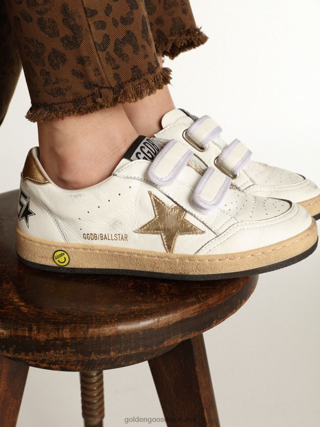 Ball Star Young with gold metallic leather star and heel tab FN20N874 Kids Golden Goose