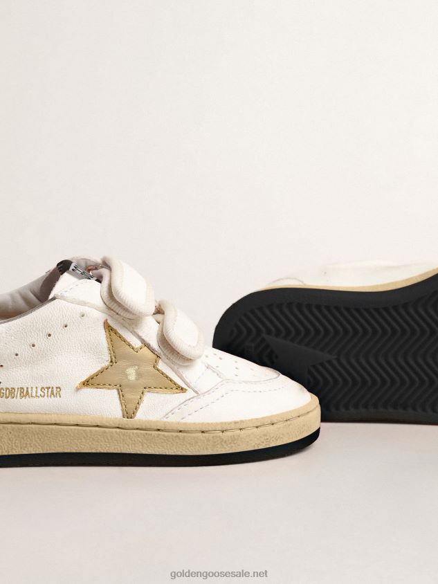 Ball Star Young with gold metallic leather star and heel tab FN20N874 Kids Golden Goose