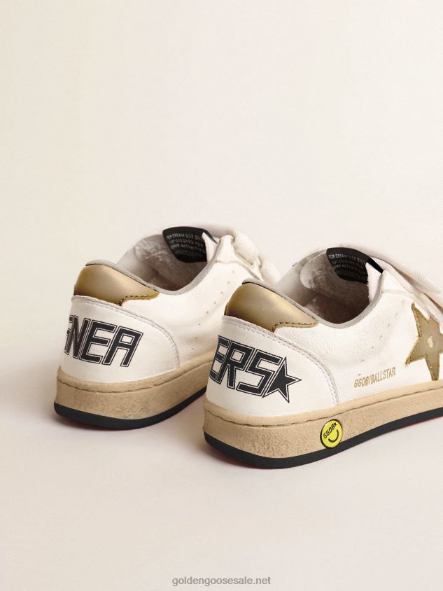 Ball Star Young with gold metallic leather star and heel tab FN20N874 Kids Golden Goose