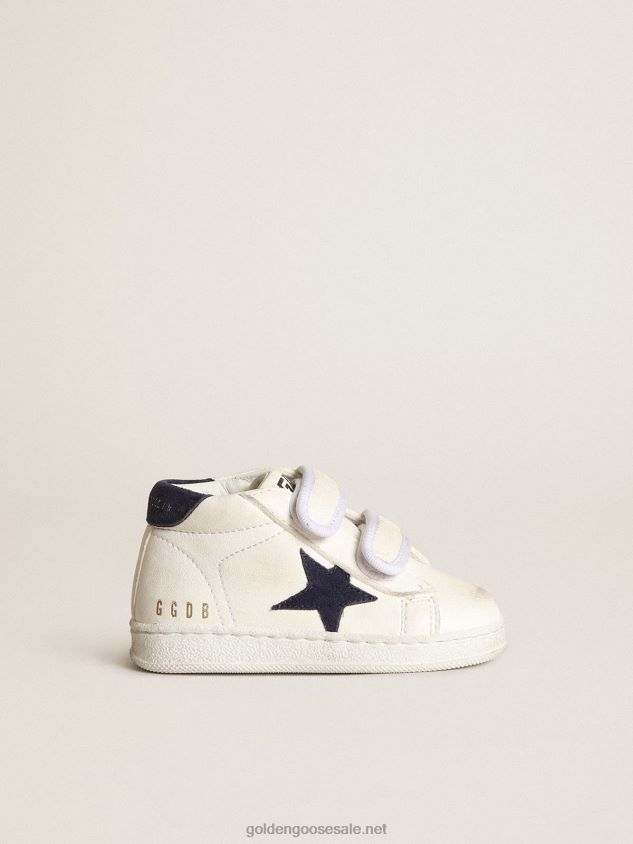 June in nappa leather with dark blue suede star and heel tab FN20N850 Kids Golden Goose