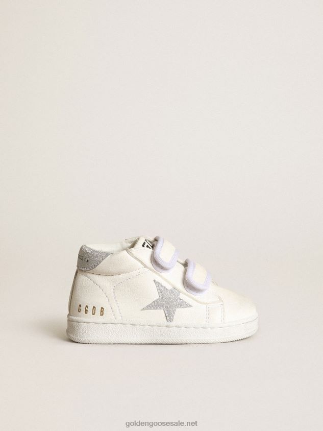 June in nappa leather with silver glitter star and heel tab FN20N851 Kids Golden Goose
