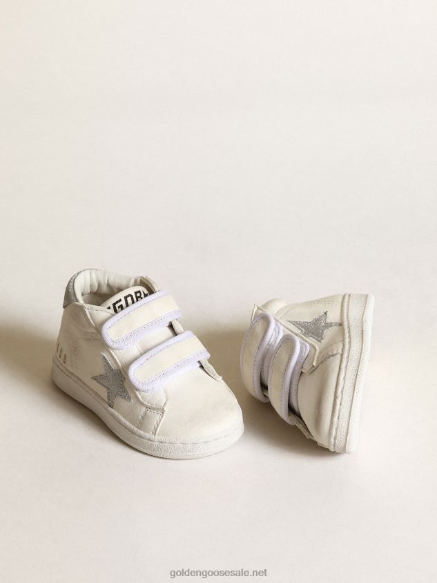 June in nappa leather with silver glitter star and heel tab FN20N851 Kids Golden Goose