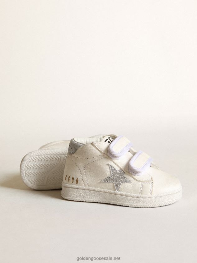 June in nappa leather with silver glitter star and heel tab FN20N851 Kids Golden Goose