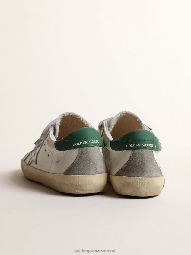 Old School Junior with metallic leather star and green heel tab FN20N849 Kids Golden Goose