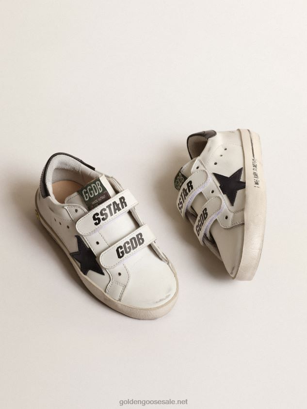Old School Young with metallic leather star and black heel tab FN20N876 Kids Golden Goose